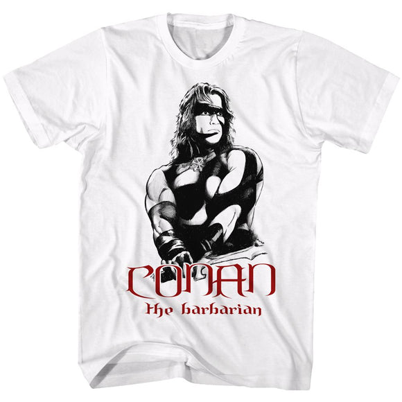 Conan-Conan Black And Red-White Adult S/S T-Shirt - White