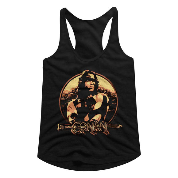 Conan-Shield-Black Ladies Slimfit Racerback-S - Black
