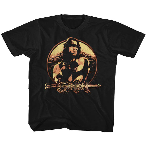 Conan-Shield-Black Youth S/S T-Shirt-Xs (5-6) - Black