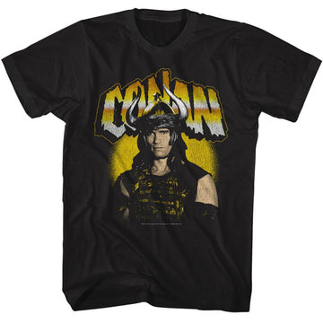 Conan-Conan Gradient Logo-Black Adult S/S T-Shirt - Black