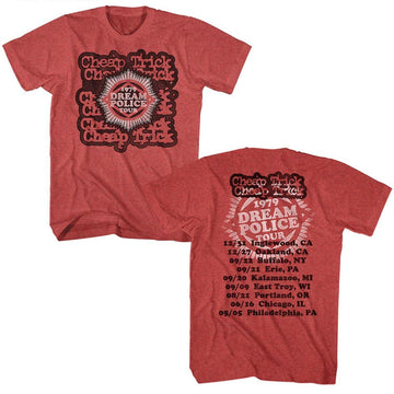 Cheap Trick-Dream Police Tour-Red Heather Adult S/S T-Shirt ***F&B*** - Red Heather