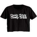 Cheap Trick-Double Logo-Black Ladies S/S Festival Cali Crop-S - Black