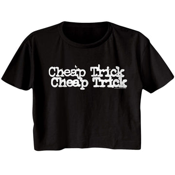 Cheap Trick-Double Logo-Black Ladies S/S Festival Cali Crop-S - Black