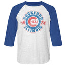 Cheap Trick-Rockford Il 74-White Heather/Vintage Royal Adult 3/4 Sleeve Raglan-S - White Heather/Vintage Royal
