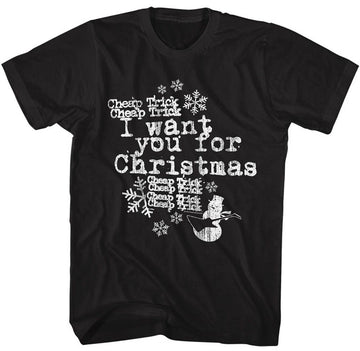 Cheap Trick-Cheap Trick Want You For Christmas-Black Adult S/S T-Shirt - Black