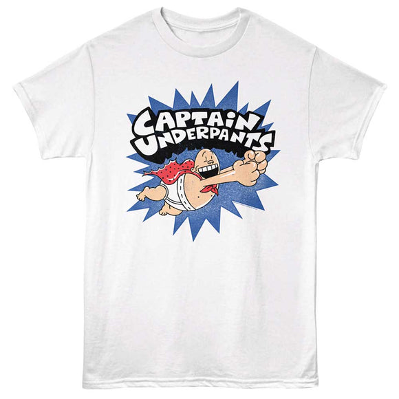 Captain Underpants Flying White Adult T-Shirt