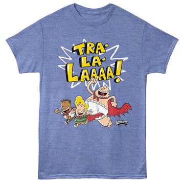 Captain Underpants Running Light Blue Heather Adult T-Shirt