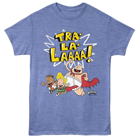 Captain Underpants Running Light Blue Heather Adult T-Shirt