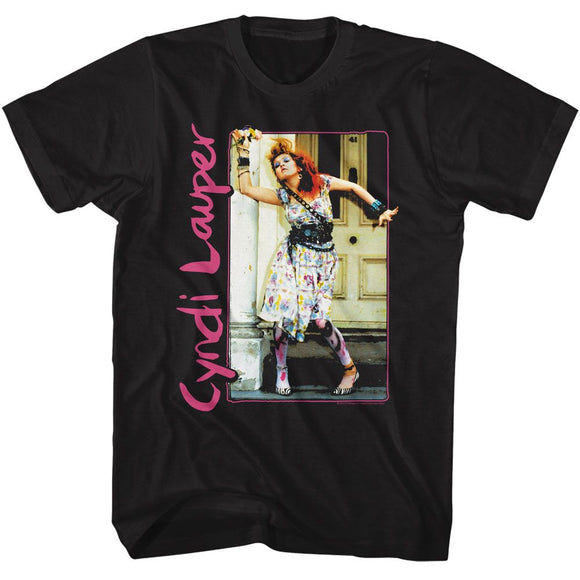 Cyndi Lauper-Cyndi Lauper Painted Dress And Tights-Black Adult S/S T-Shirt - Black