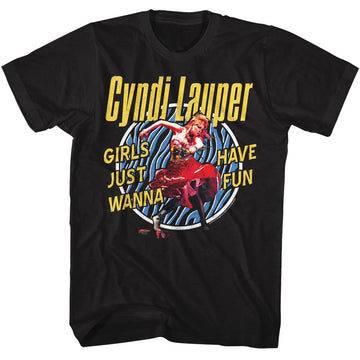 Cyndi Lauper-Cyndi Lauper Girls Just Wanna-Black Adult S/S T-Shirt - Black