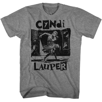 Cyndi Lauper-Cyndi Lauper Torn Note Dance-Graphite Heather Adult S/S T-Shirt - Graphite Heather