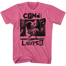 Cyndi Lauper-Cyndi Lauper Torn Note Dance-Retro Pink Heather Adult S/S T-Shirt - Retro Pink Heather