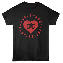 Dashboard Confessional-Dashboard Confessional Lightning Bolt Heart-Black Adult S/S T-Shirt - Black