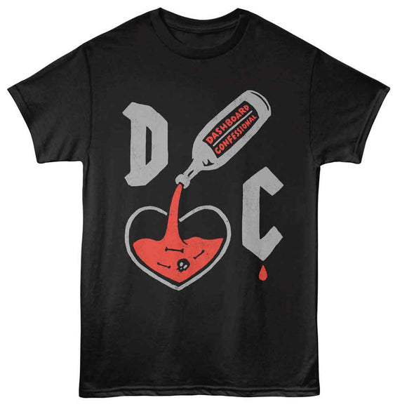 Dashboard Confessional-Dashboard Confessional Liquid Heart-Black Adult S/S T-Shirt - Black