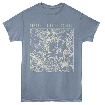 Dashboard Confessional-Dashboard Confessional Floral-Indigo Heather Adult S/S T-Shirt - Indigo Heather