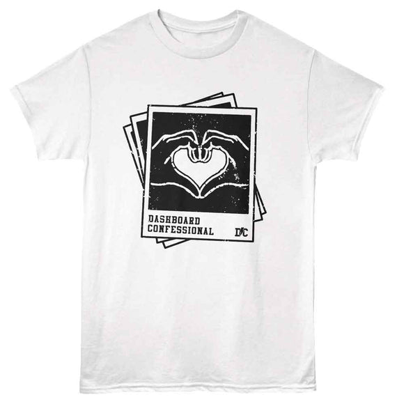 Dashboard Confessional-Dashboard Confessional Pictures Hand Heart-White Adult S/S T-Shirt - White