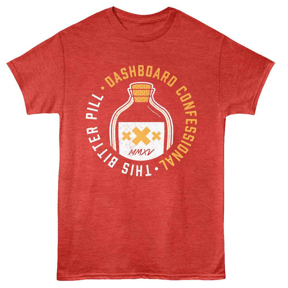 Dashboard Confessional-Dashboard Confessional The Bitter Pill-Red Heather Adult S/S T-Shirt - Red Heather
