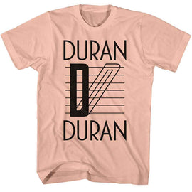 Duran Duran-Duran Duran Lines Logo-Peach Adult S/S T-Shirt - Peach