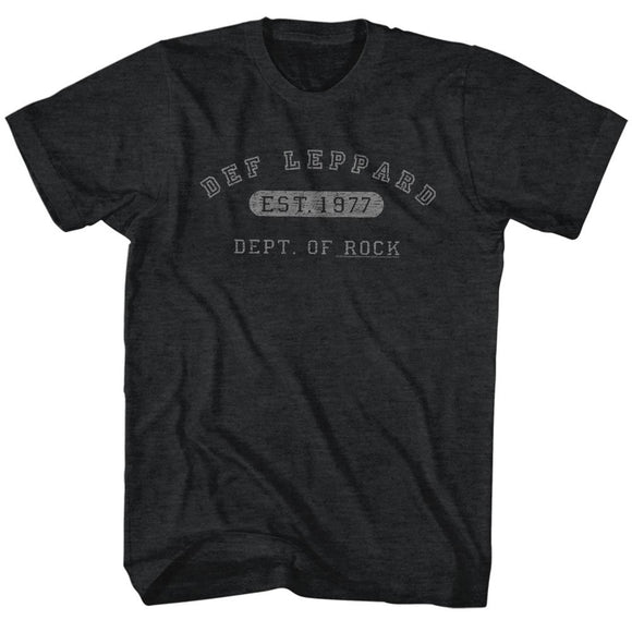 Def Leppard-Dept Of Rock-Black Heather Adult S/S T-Shirt - Black Heather