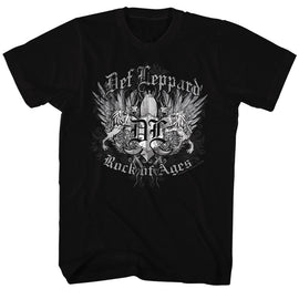 Def Leppard-Rockofages-Black Adult S/S T-Shirt - Black