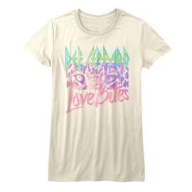 Def Leppard-Love Bites-Vintage White Ladies S/S T-Shirt - Vintage White