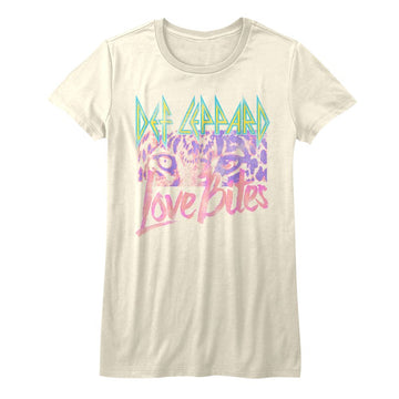 Def Leppard-Love Bites-Vintage White Ladies S/S T-Shirt - Vintage White