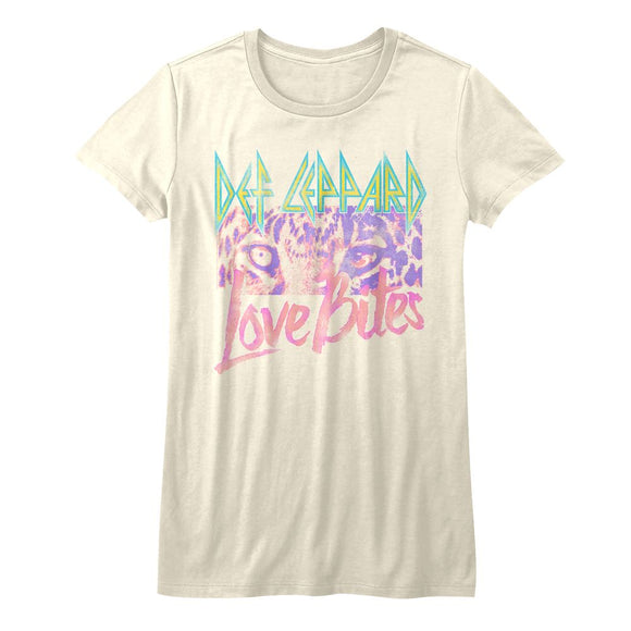 Def Leppard-Love Bites-Vintage White Ladies S/S T-Shirt - Vintage White