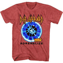 Def Leppard-Adrenalize 1992-Red Heather Adult S/S T-Shirt - Red Heather