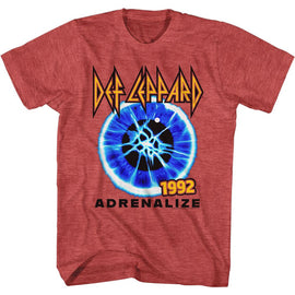 Def Leppard-Adrenalize 1992-Red Heather Adult S/S T-Shirt - Red Heather