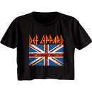 Def Leppard-Leopard Flag-Black Ladies S/S Festival Cali Crop-S - Black