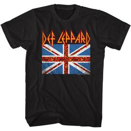 Def Leppard-Leopard Flag-Black Adult S/S T-Shirt - Black
