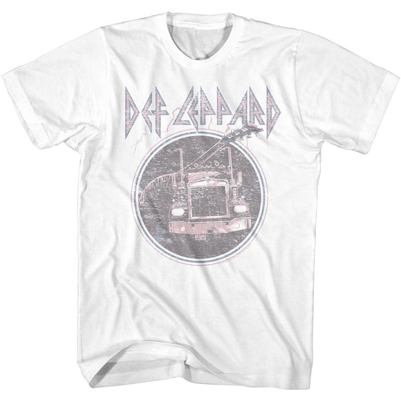 Def Leppard-Pinktruckblue-White Adult S/S T-Shirt - White