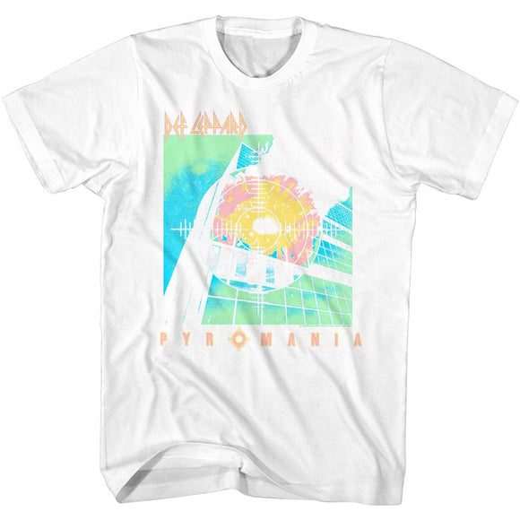 Def Leppard-Bright Color Pyro-White Adult S/S T-Shirt - White