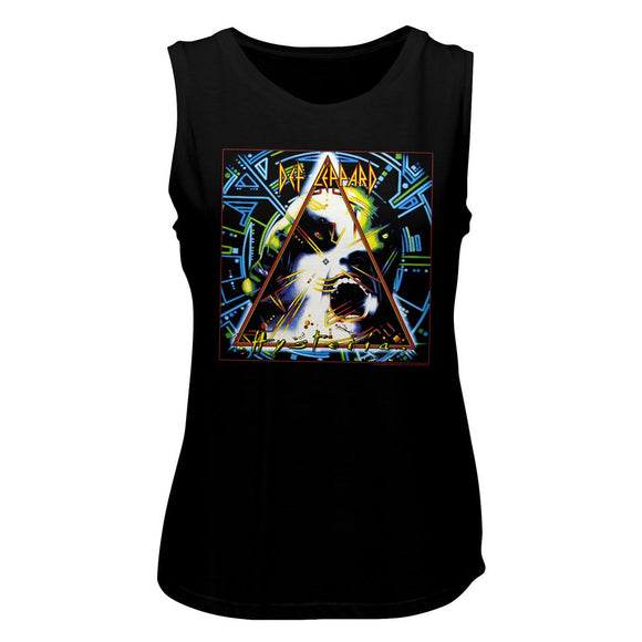 Def Leppard-Hysteria-Black Ladies Muscle Tank-S - Black