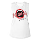 Def Leppard-Mouth-White Ladies Muscle Tank-S - White