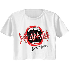 Def Leppard-Mouth-White Ladies S/S Festival Cali Crop-S - White
