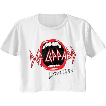 Def Leppard-Mouth-White Ladies S/S Festival Cali Crop-S - White