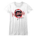 Def Leppard-Mouth-White Ladies S/S T-Shirt - White