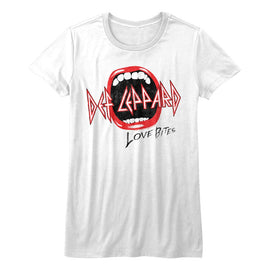 Def Leppard-Mouth-White Ladies S/S T-Shirt - White