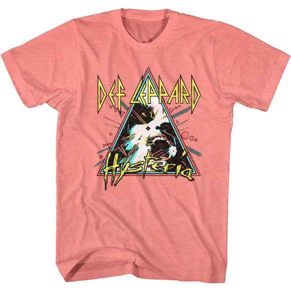 Def Leppard-Hysteria Triangle-Coral Silk Adult S/S T-Shirt - Coral Silk