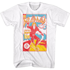 Def Leppard-Comic Cover-White Adult S/S T-Shirt - White