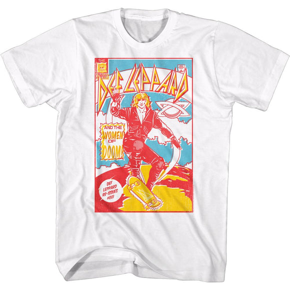 Def Leppard-Comic Cover-White Adult S/S T-Shirt - White