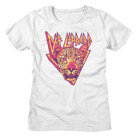 Def Leppard-Leppard Leopard-White Ladies S/S T-Shirt - White