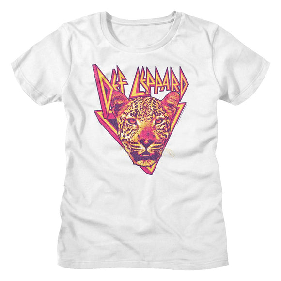 Def Leppard-Leppard Leopard-White Ladies S/S T-Shirt - White