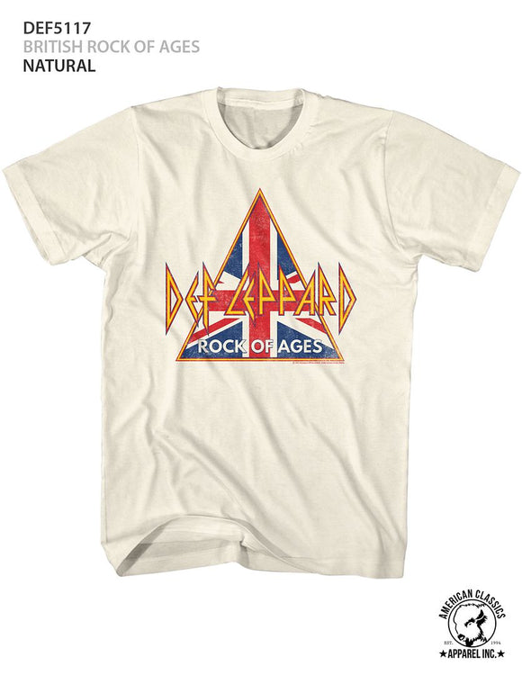 Def Leppard-British Rock Of Ages-Natural Adult S/S T-Shirt - Natural