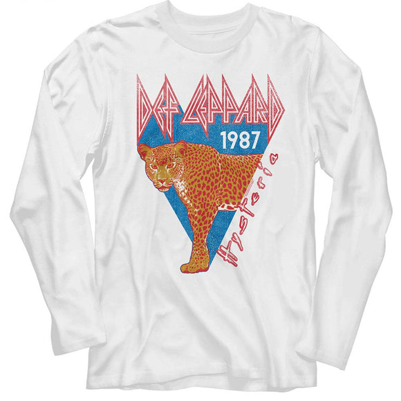 Def Leppard-Def Leppard Half Leopard-White Adult L/S T-Shirt - White