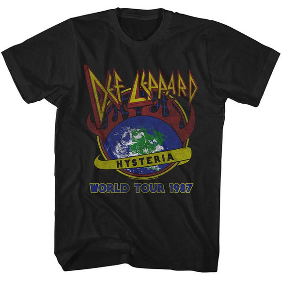 Def Leppard-Def Leppard Hysteria World Tour-Black Adult S/S T-Shirt - Black