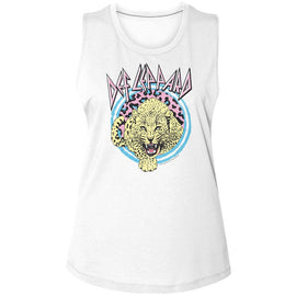 Def Leppard-Pastel Leppard 2-White Ladies Muscle Tank-S - White