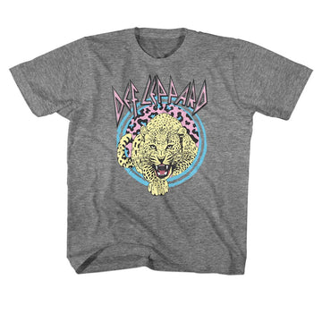 Def Leppard-Pastel Leppard 2-Graphite Heather Youth S/S T-Shirt-Xs (5-6) - Graphite Heather