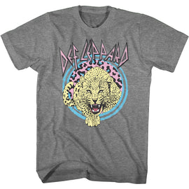 Def Leppard-Pastel Leppard 2-Graphite Heather Adult S/S T-Shirt - Graphite Heather